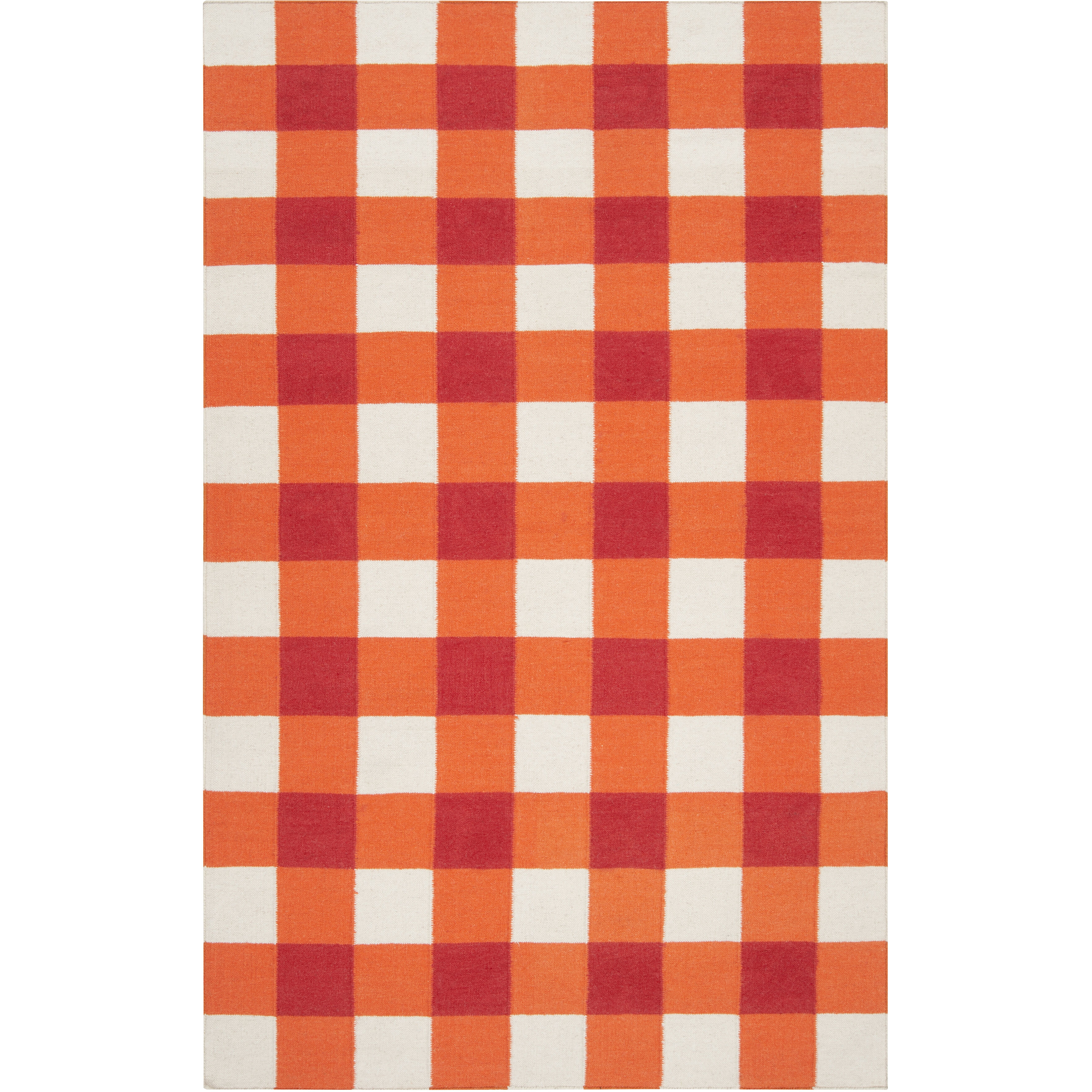 Happy Cottage 36 X 24 inch Cream, Bright Orange, Dark Coral Rug