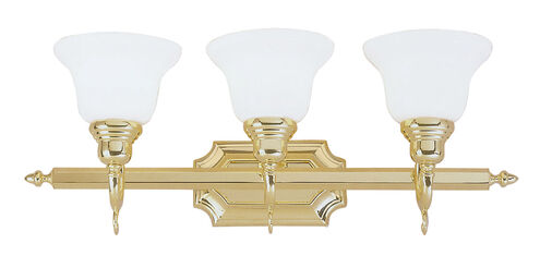 French Regency 3 Light 25 inch Polished Brass Bath Vanity Wall Light