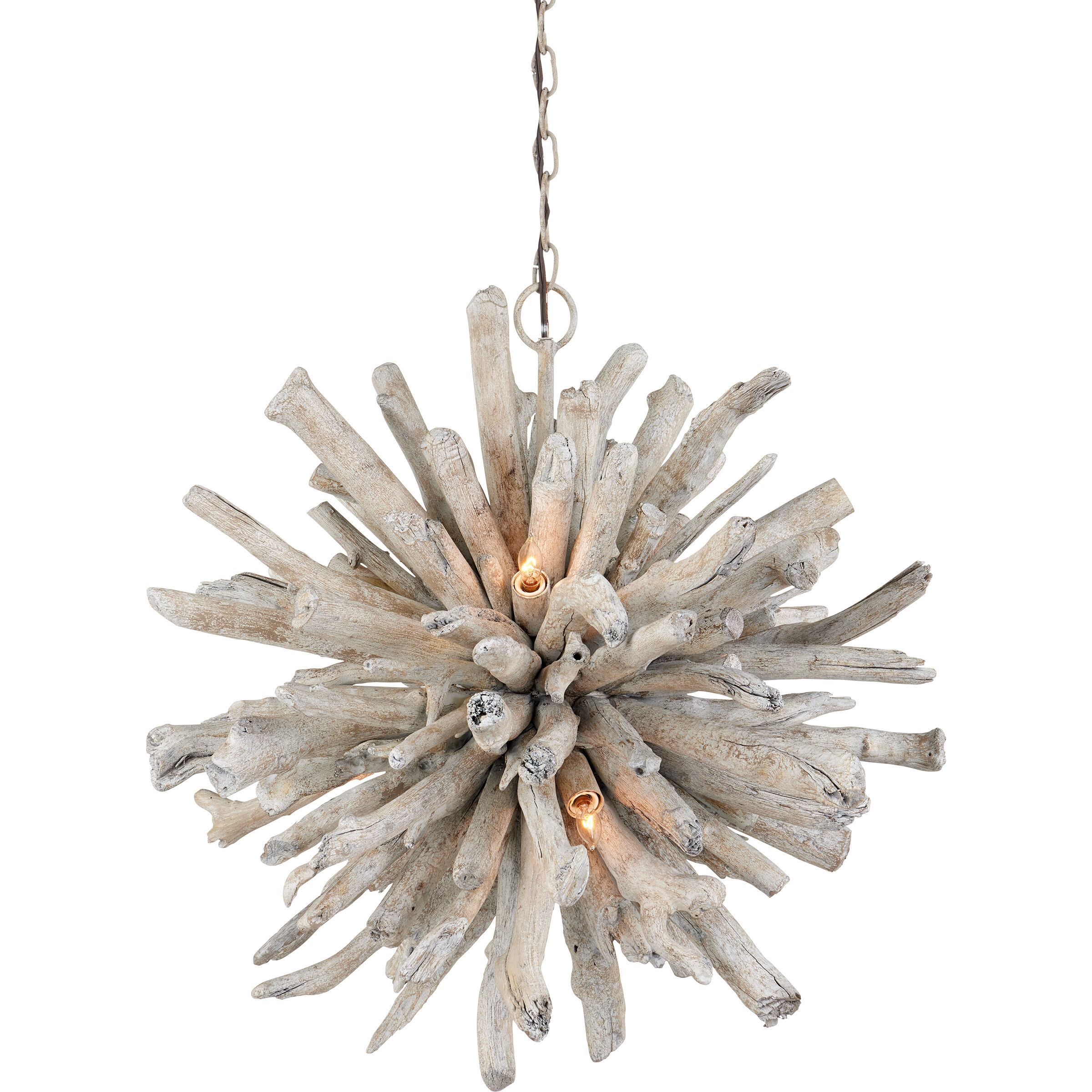 Kuka 6 Light 25 inch Whitewashed Driftwood Pendant Ceiling Light, Marjorie Skouras Collection