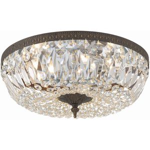 Ceiling Mount 3 Light 16 inch English Bronze Flush/Semi Flush Ceiling Light in Clear Swarovski Strass