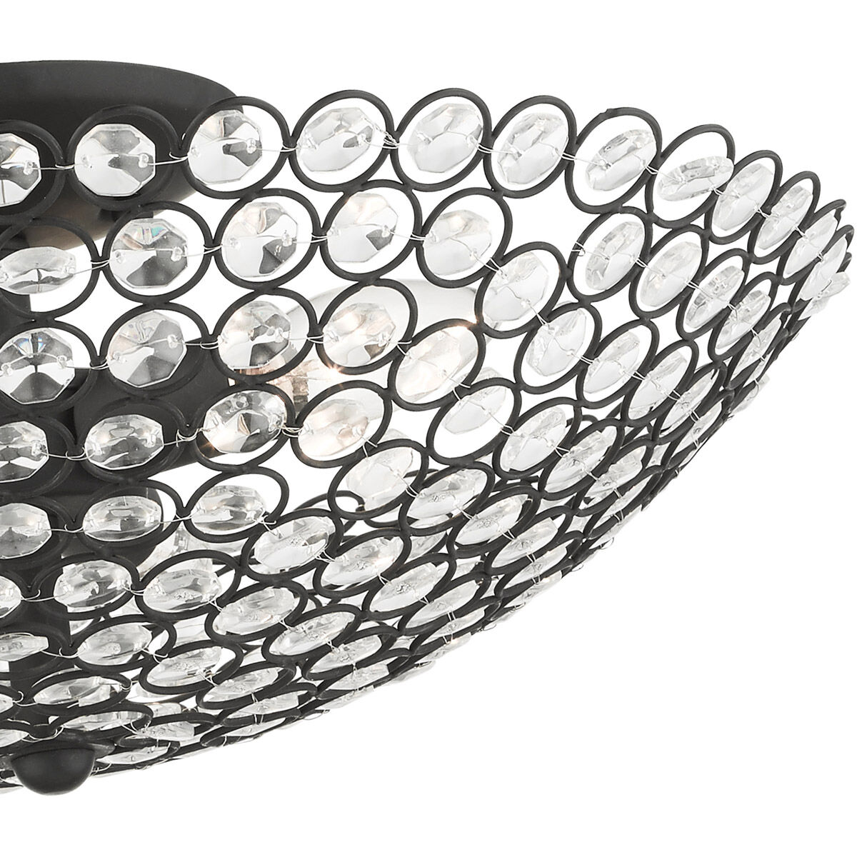 Cassandra 3 Light 16 inch Black Semi Flush Ceiling Light