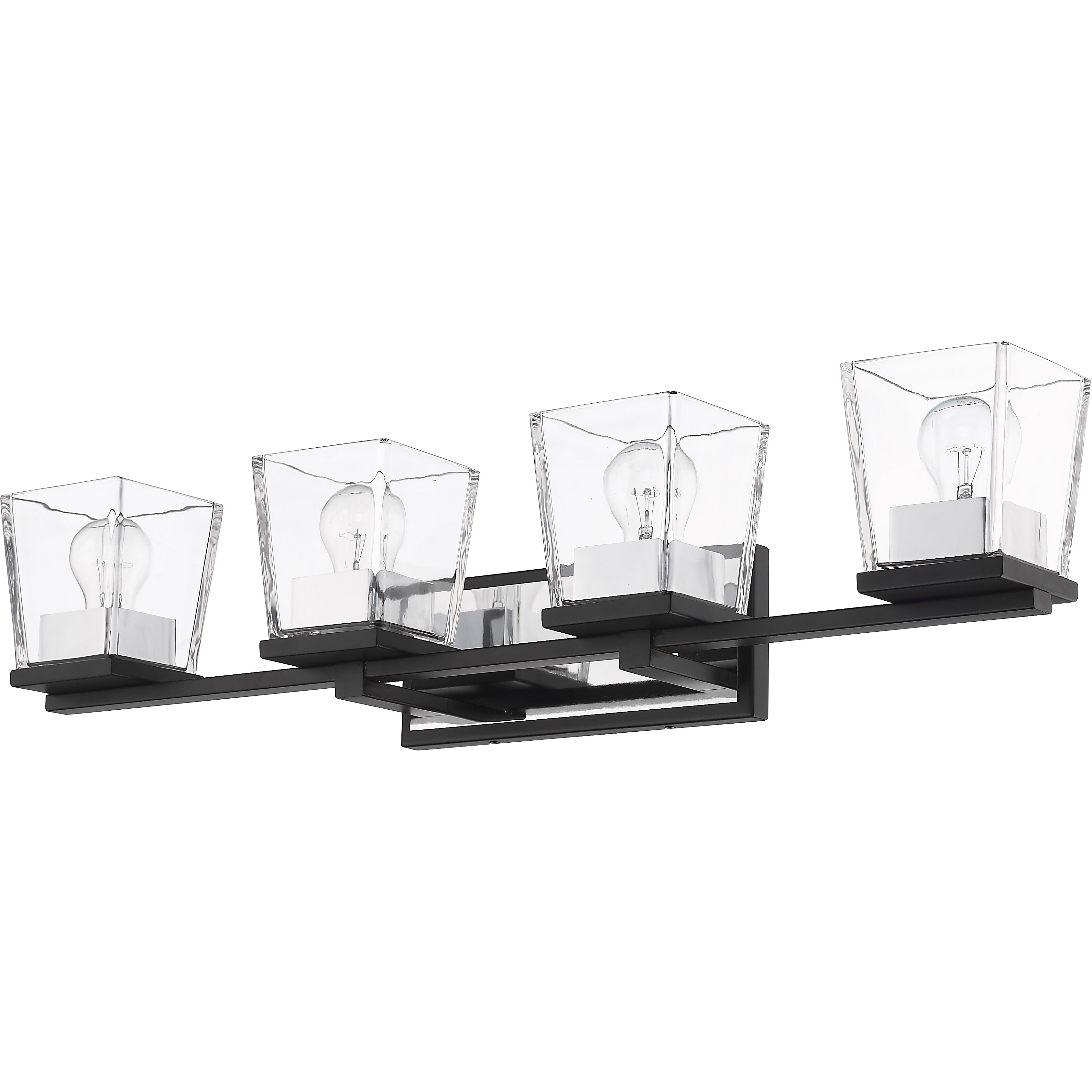 Bleeker Street 4 Light 33 inch Matte Black and Chrome Vanity Wall Light