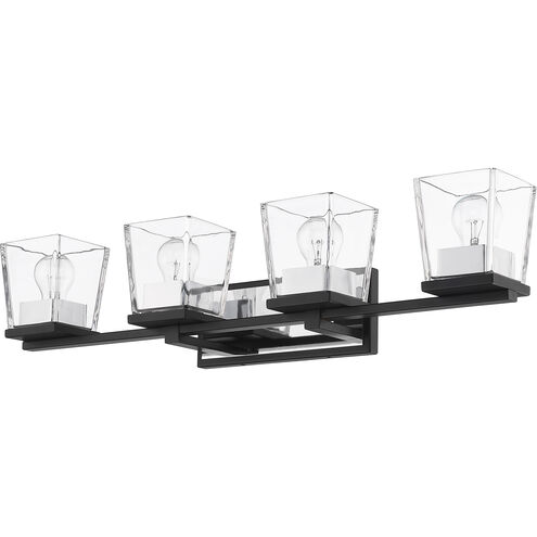 Bleeker Street 4 Light 33 inch Matte Black and Chrome Vanity Wall Light