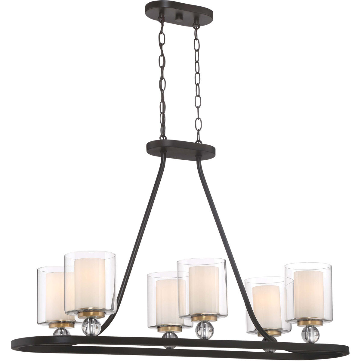 Studio 5 6 Light 38 inch Painted Bronze/Natural Brush Island Light Ceiling Light