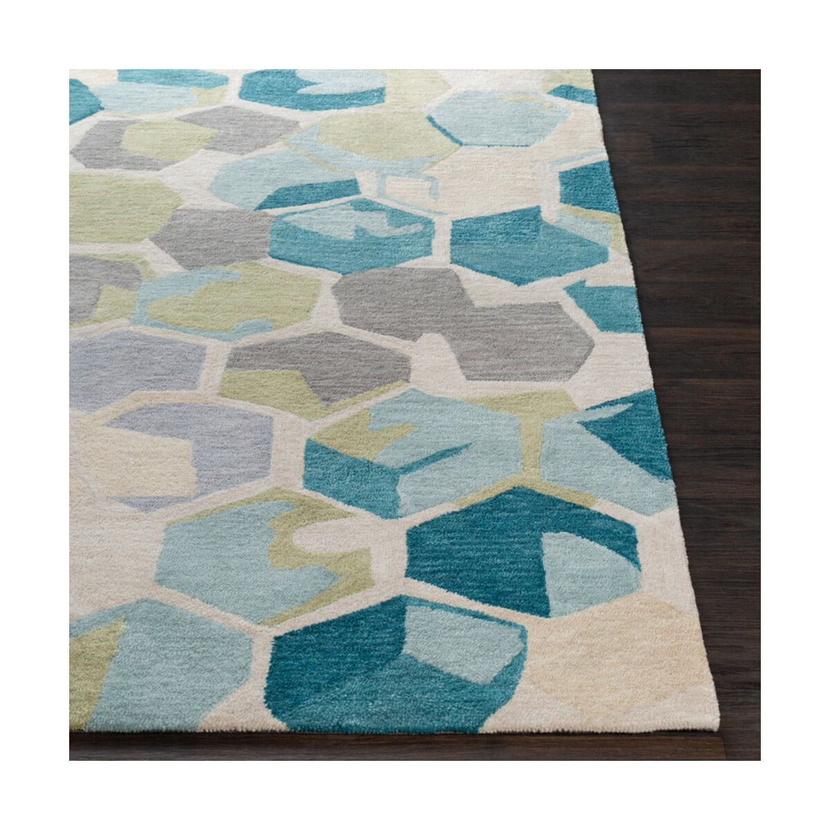 Rivera 36 X 24 inch Teal/Cream/Khaki/Olive/Medium Gray Rugs