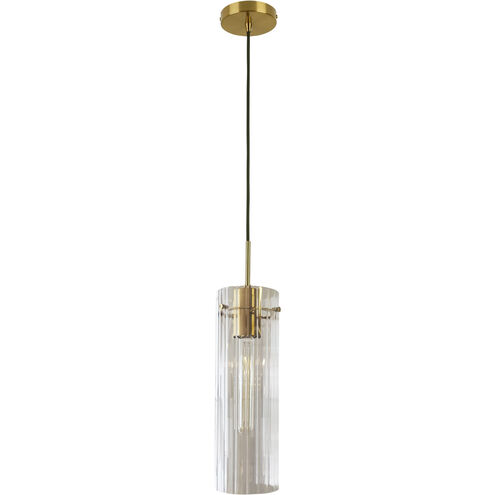 Patia 1 Light 5 inch Clear Fluted with Aged Brass Pendant Ceiling Light