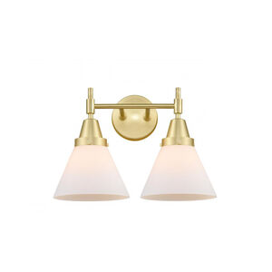 Caden 2 Light 17 inch Satin Brass Bath Vanity Light Wall Light in Matte White Glass