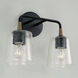 Amara 2 Light 14 inch Matte Black with Brass Vanity Light Wall Light