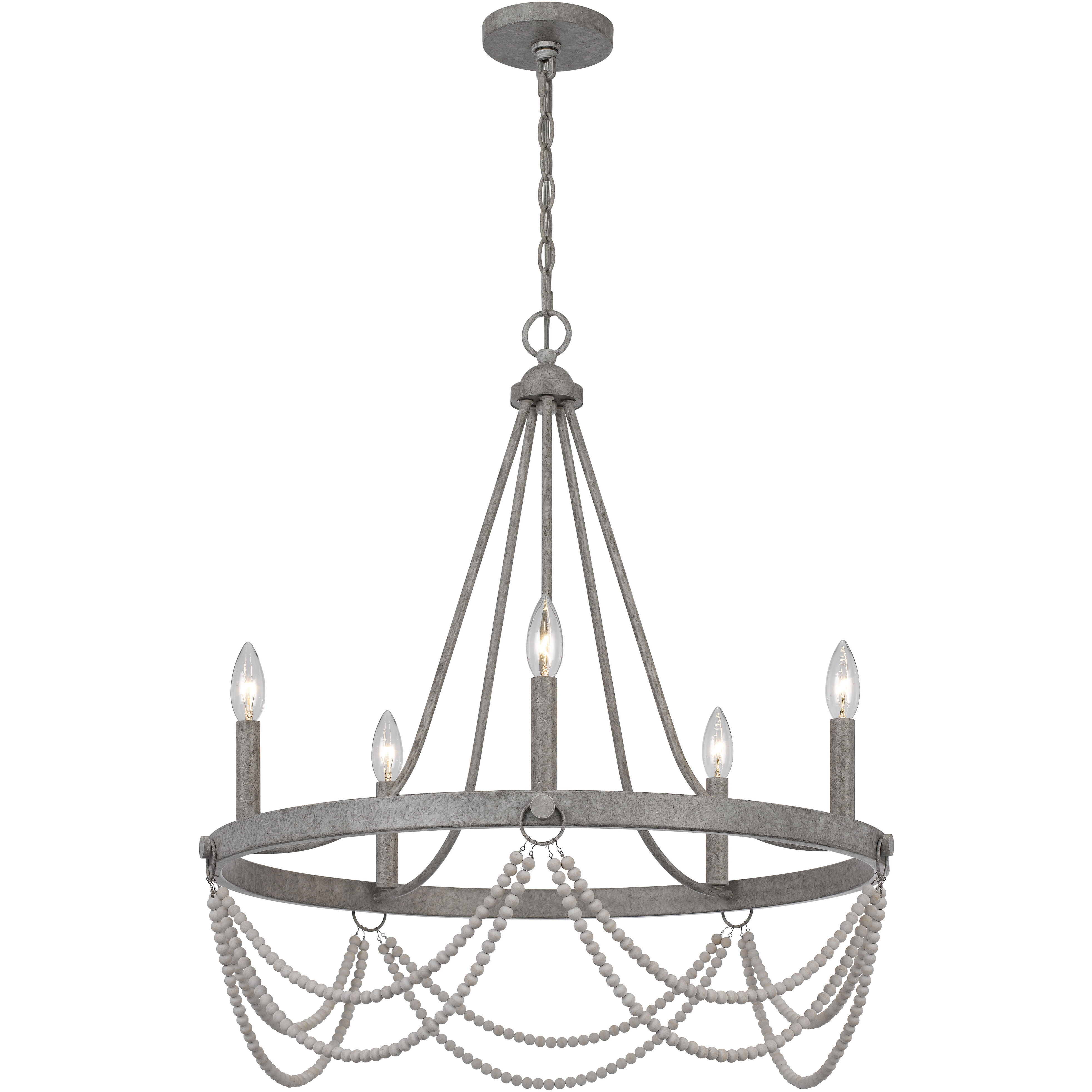Anniston 5 Light 26 inch Antique Silver Chandelier Ceiling Light