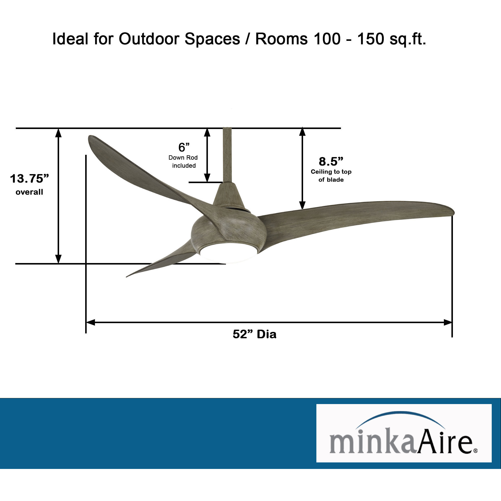 Light Wave 52 inch Driftwood Ceiling Fan