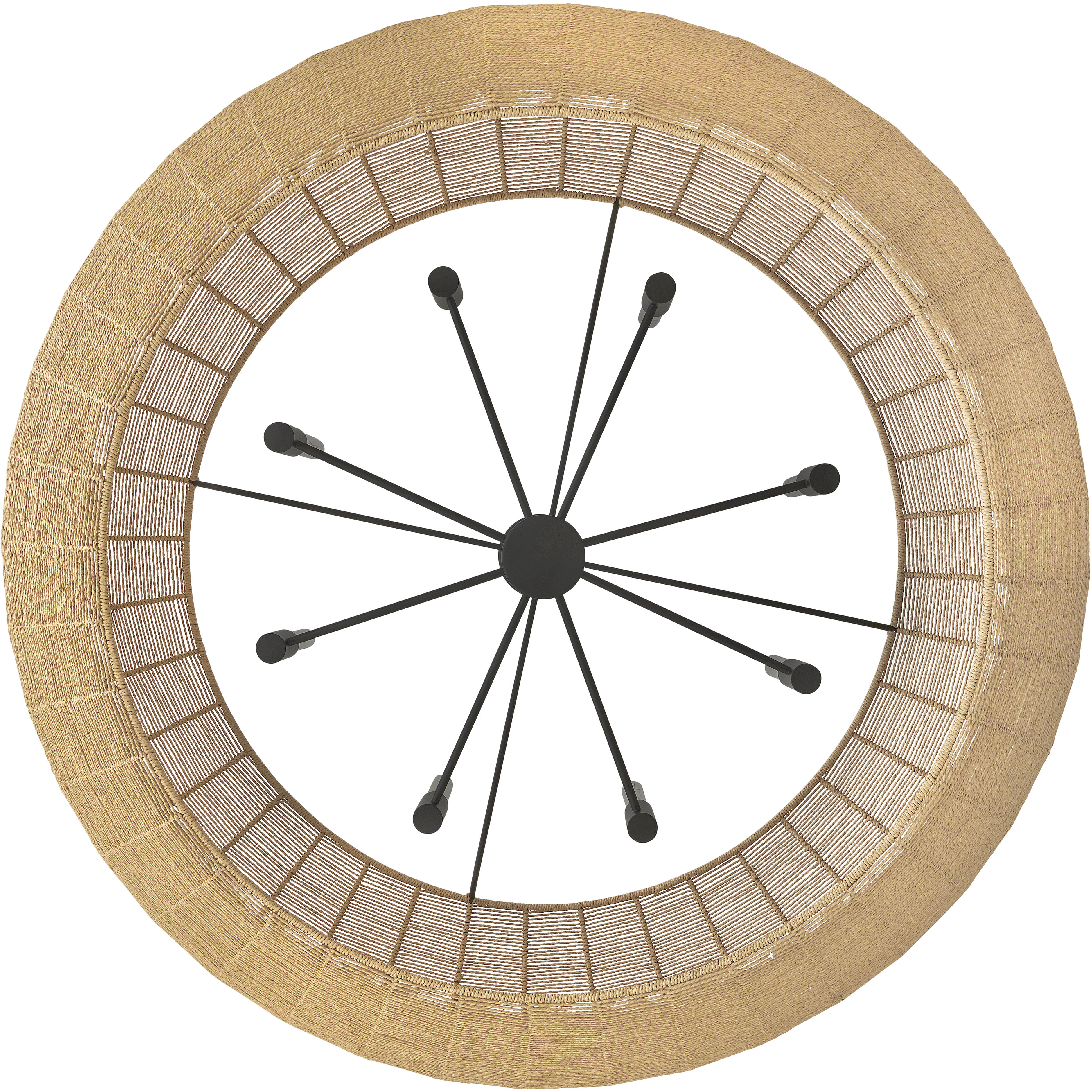 Lisa McDennon Luca 8 Light 60 inch Black / Camel Rattan Chandelier Ceiling Light, Drum