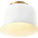 Fiero 1 Light 10 inch Matte White with Gold Semi Flush Mount Ceiling Light