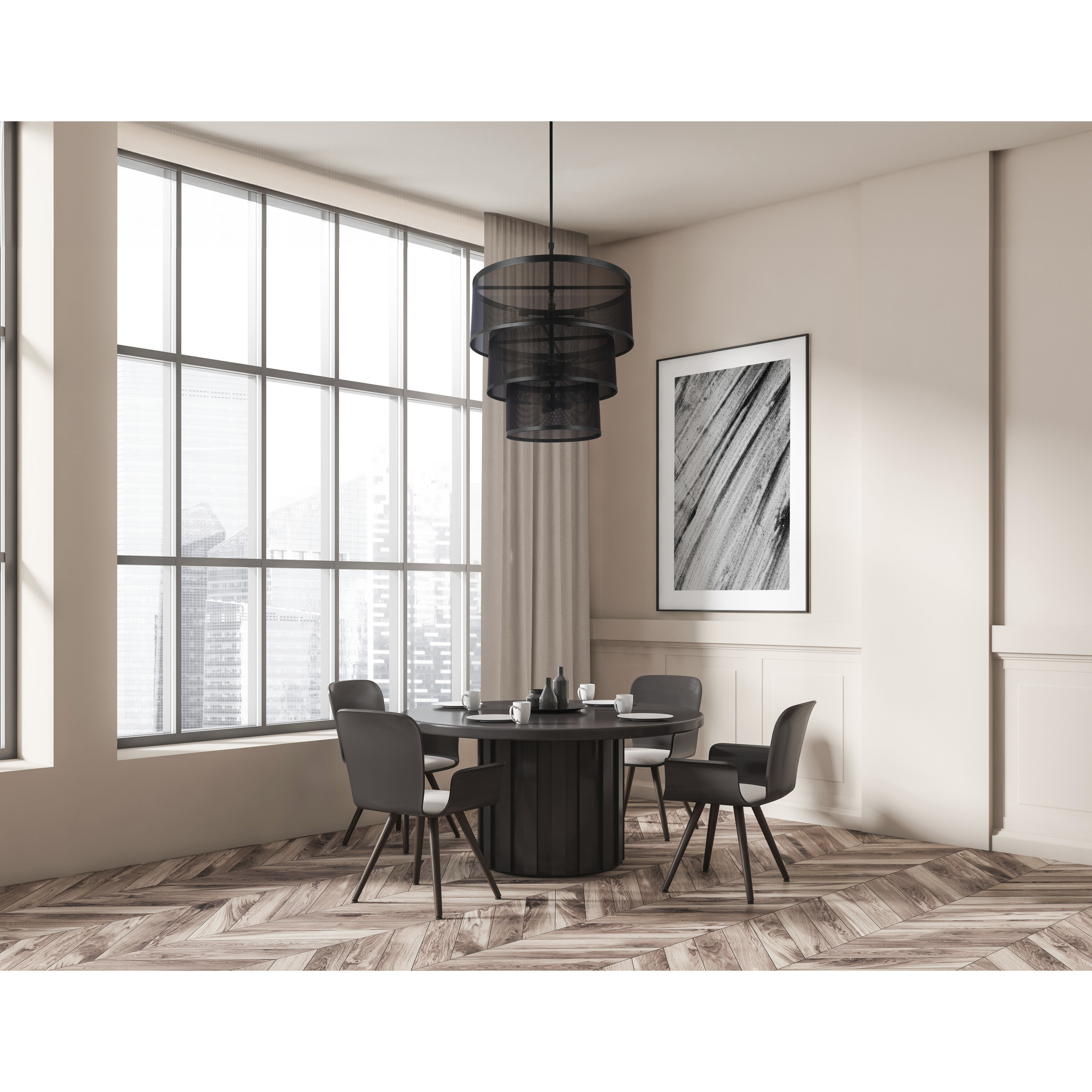 Mesh 12 Light 36 inch Flat Black Pendant Ceiling Light