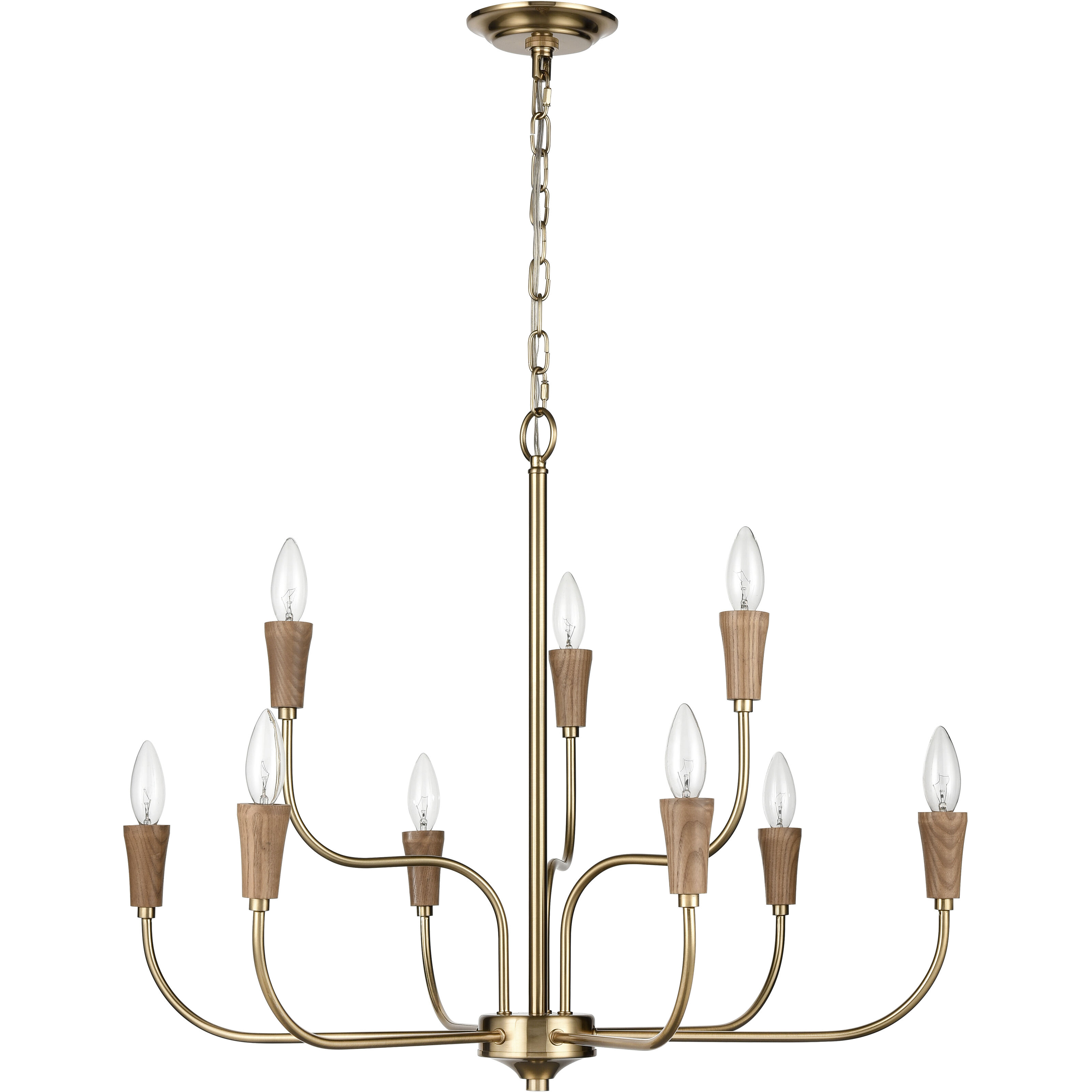 Inga 9 Light 29 inch Brass with Natural Chandelier Ceiling Light