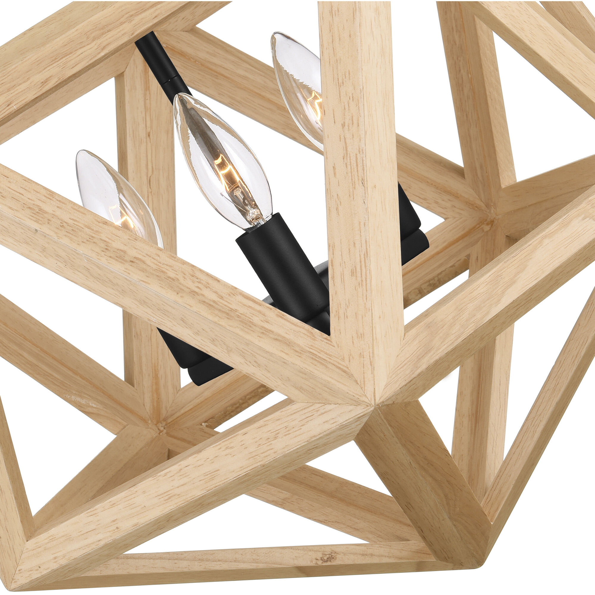 Lante 3 Light 17 inch Black and Wood Pendant Ceiling Light