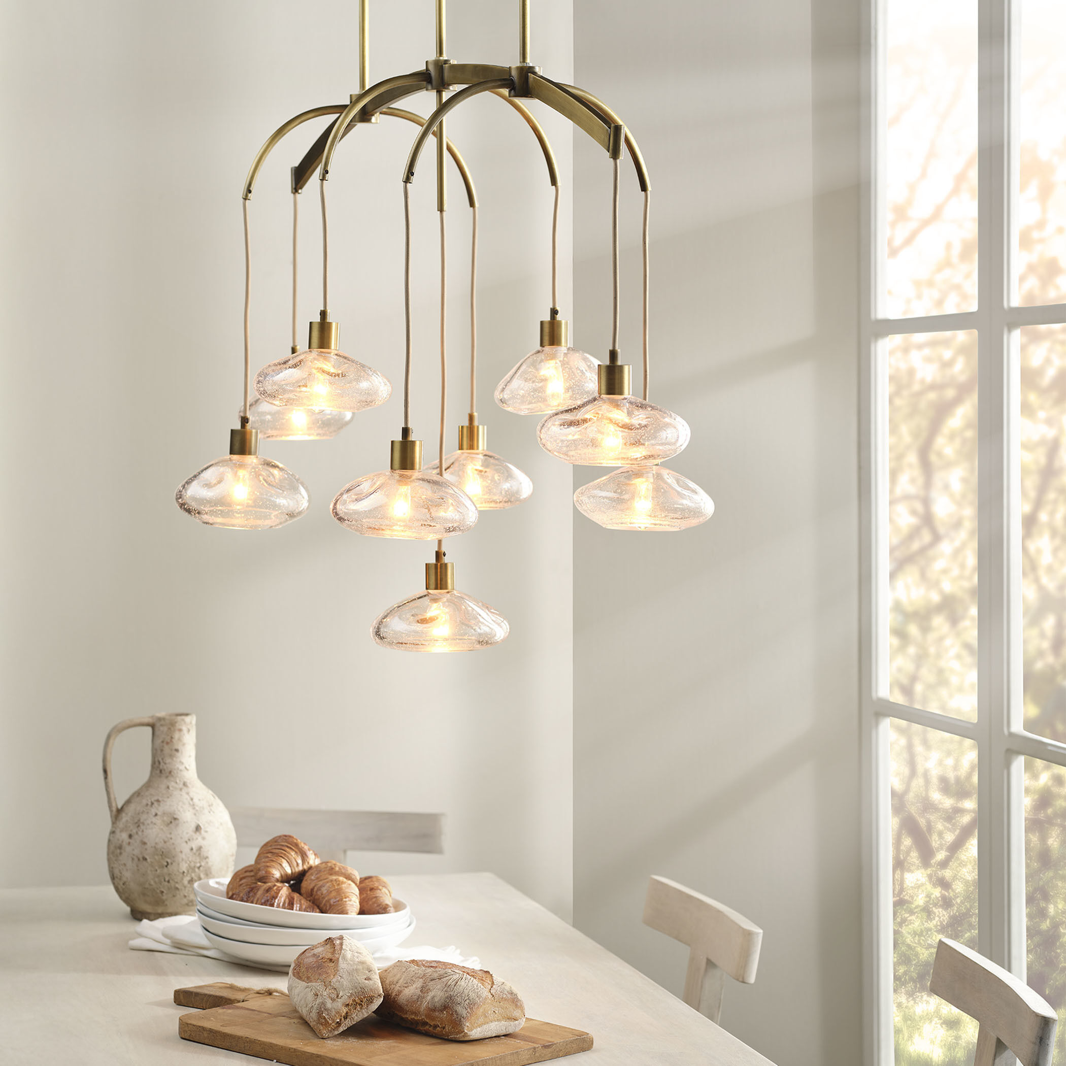 Reservoir 9 Light 42 inch Antique Brass Chandelier Ceiling Light, Inline