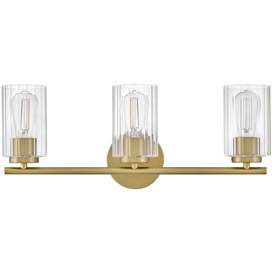 Leta 3 Light 22.75 inch Lacquered Brass Bath Light Wall Light
