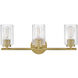 Leta 3 Light 22.75 inch Lacquered Brass Bath Light Wall Light