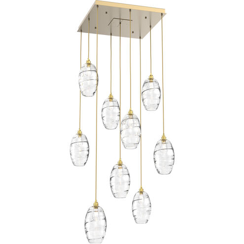 Ellisse 9 Light Gilded Brass Chandelier Ceiling Light, Square Multi-Port