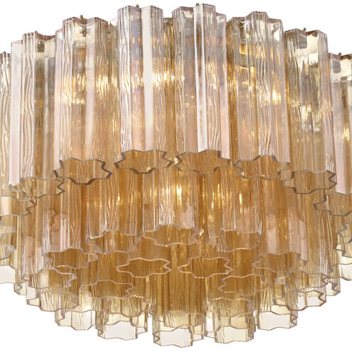 Addis 7 Light 22.25 inch Aged Brass Flush Mount Ceiling Light in Tronchi Glass Amber