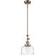 Franklin Restoration Bell LED 8 inch Antique Copper Mini Pendant Ceiling Light in Clear Deco Swirl