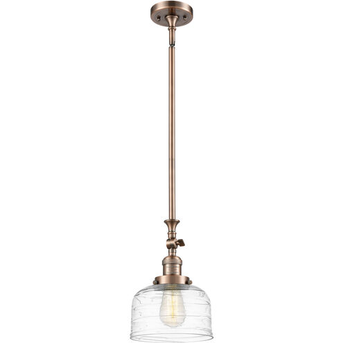 Franklin Restoration Bell LED 8 inch Antique Copper Mini Pendant Ceiling Light in Clear Deco Swirl