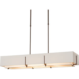 Exos 4 Light 14.6 inch Bronze Pendant Ceiling Light in Natural Anna/Flax, Rectangular