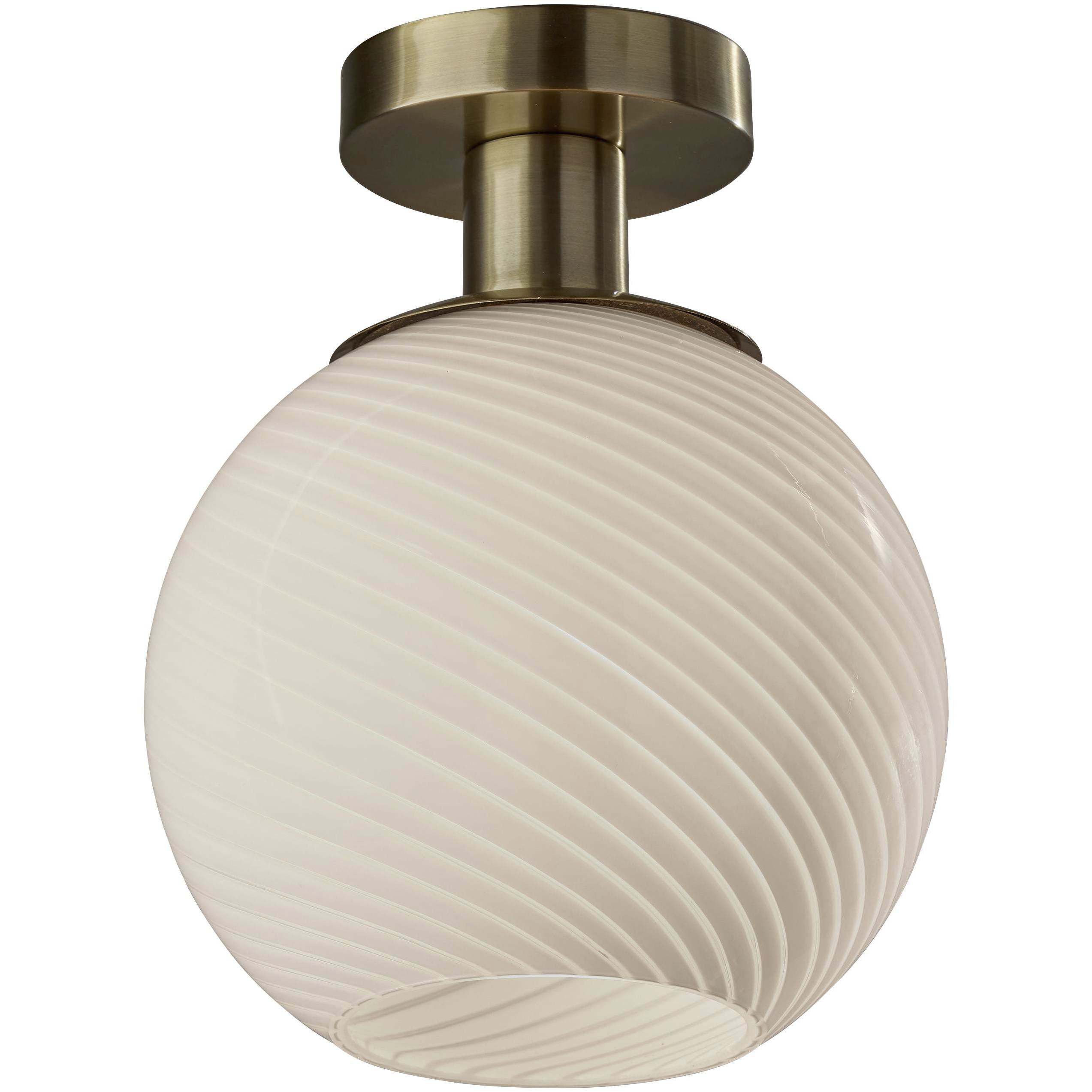 Swirl 9.5 inch Antique Brass Flush Mount Ceiling Light