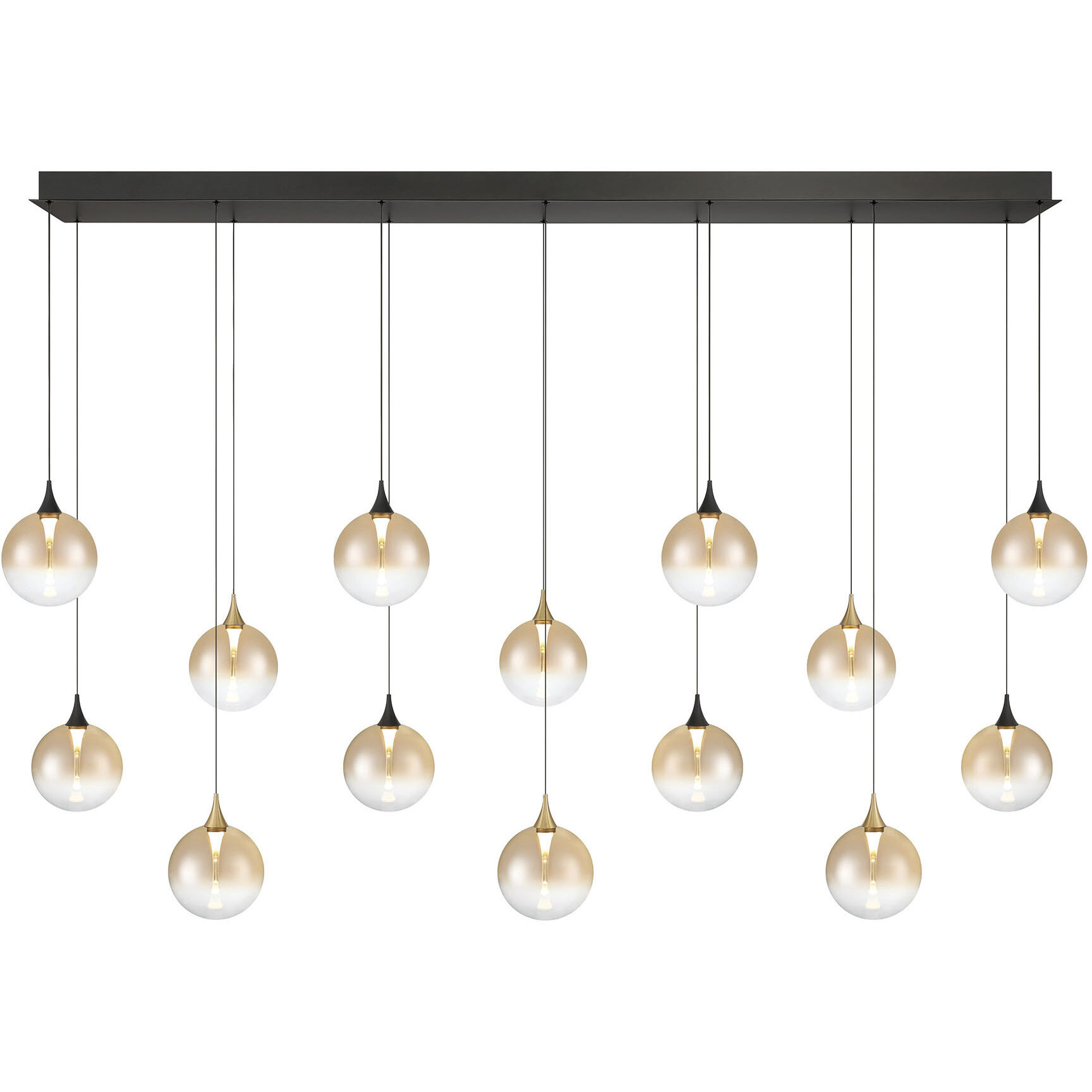 Iissa 14 Light 15.5 inch Gold and Black Chandelier Ceiling Light in Amber