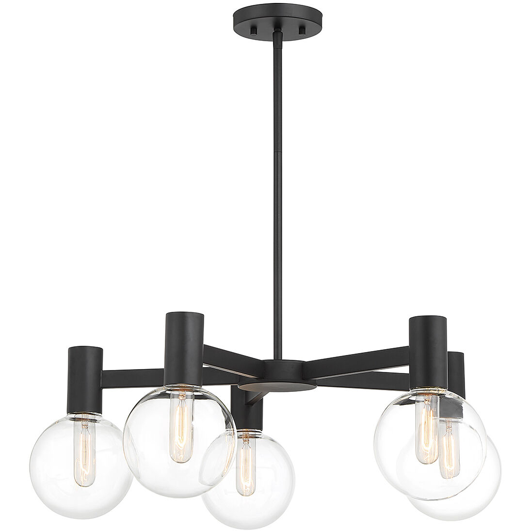 Wright 5 Light 28 inch Matte Black Chandelier Ceiling Light
