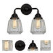 Nouveau 2 Chatham 2 Light 14 inch Matte Black Bath Vanity Light Wall Light in Clear Glass