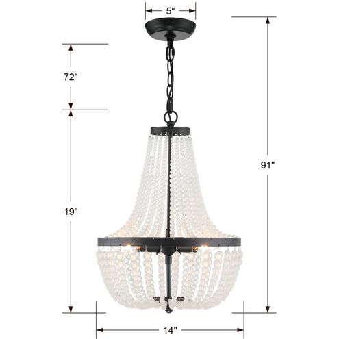 Rylee 3 Light 14 inch Matte Black Mini Chandelier Ceiling Light