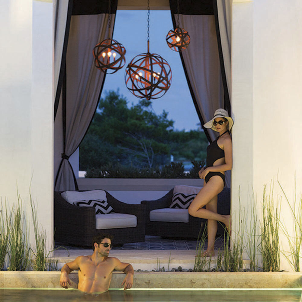 Open Air Carson 3 Light 18.5 inch Vintage Iron Outdoor Hanging in Non-LED