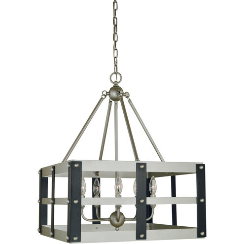 Metro Artisan 5 Light 20 inch Satin Pewter/Matte Black Dining Chandelier Ceiling Light