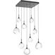 Gem LED 30.1 inch Matte Black Chandelier Ceiling Light in Clear, 2700K LED, Square Multi-Port