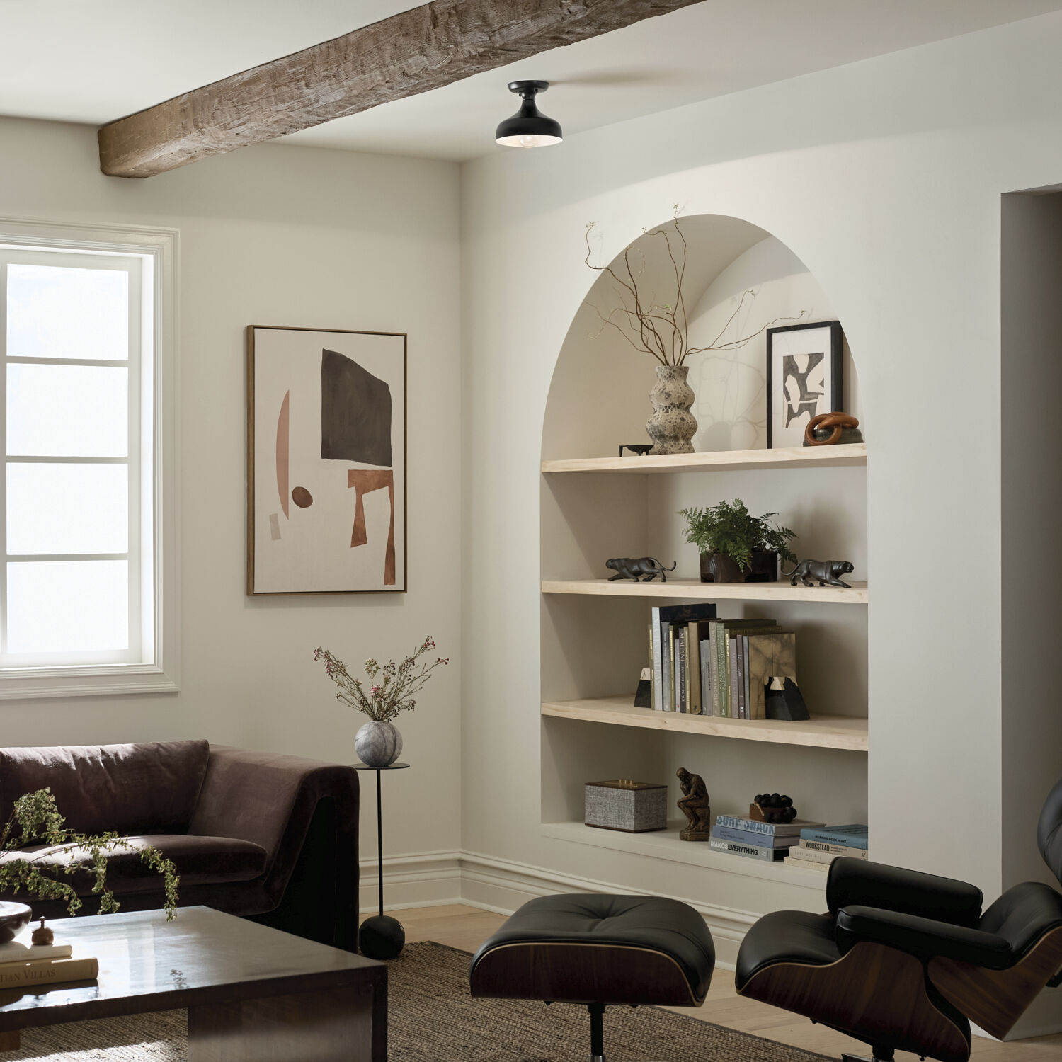 Sisu LED 8 inch Black Semi Flush Mount Ceiling Light