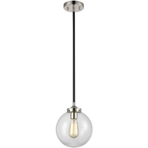 Boudreaux 1 Light 8 inch Matte Black with Polished Nickel and Clear Mini Pendant Ceiling Light