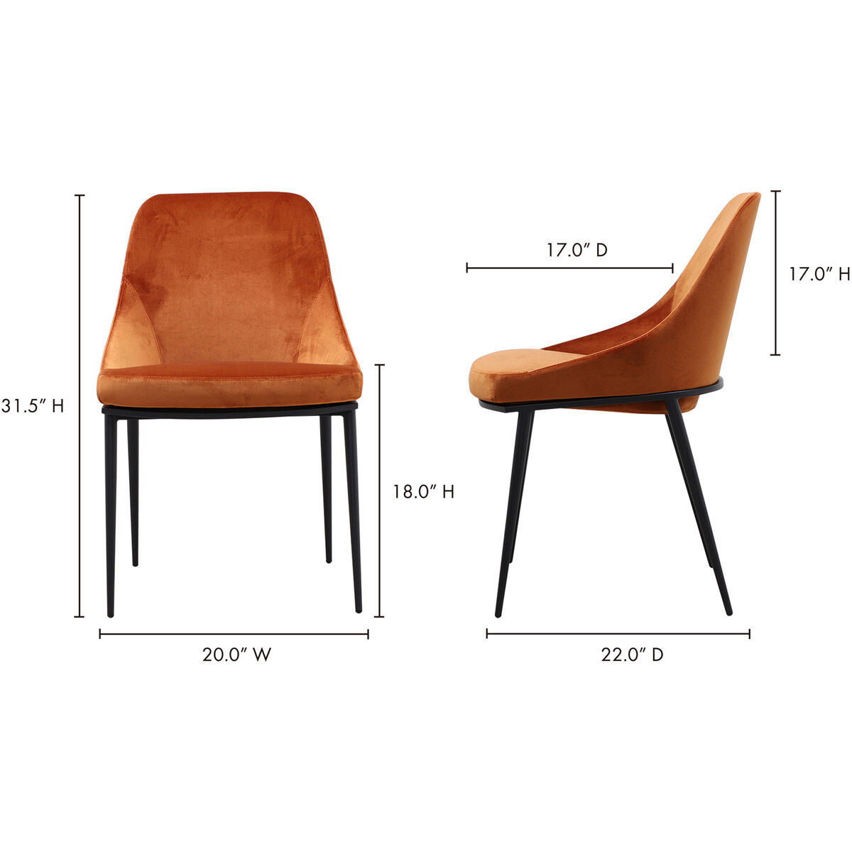 Sedona Orange Dining Chair, Set of 2