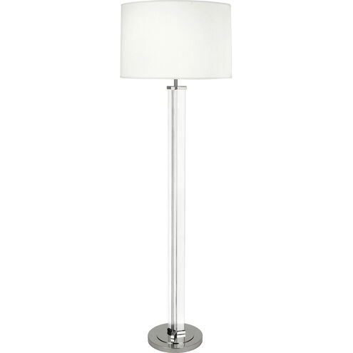 Fineas 65 inch 150 watt Clear Glass with Polished Nickel Floor Lamp Portable Light in Ascot White