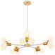 Tres 15 Light 29 inch White and New Brass Chandelier Ceiling Light