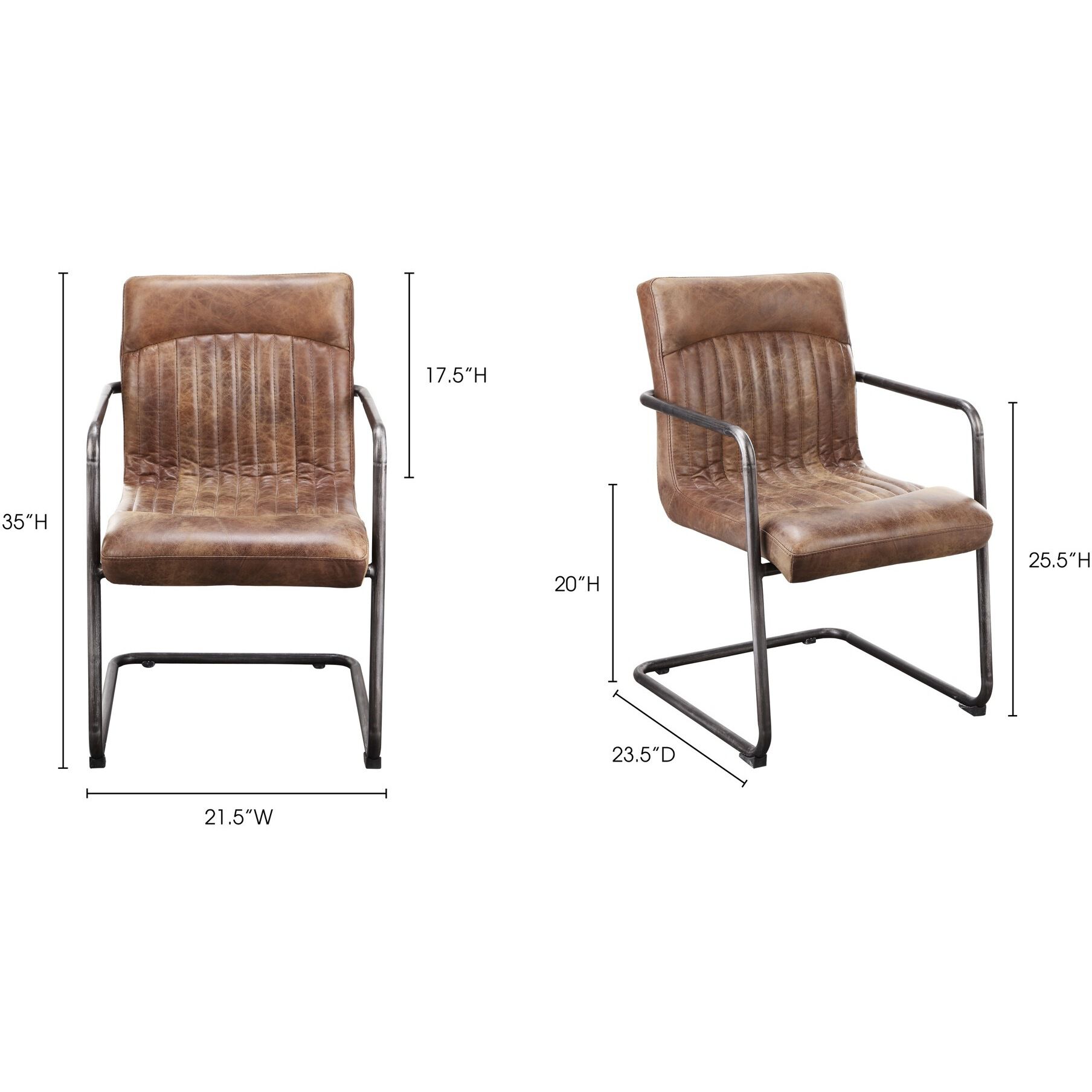 Ansel Brown Arm Chair, Set of 2