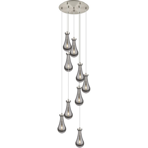 Owego 9 Light 19.25 inch Brushed Satin Nickel Multi Pendant Ceiling Light in Light Smoke Glass