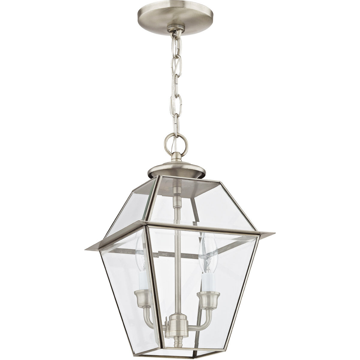 Westover 2 Light 9 inch Brushed Nickel Outdoor Pendant Lantern
