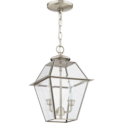 Westover 2 Light 9 inch Brushed Nickel Outdoor Pendant Lantern