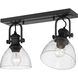 Hines 2 Light 18 inch Matte Black Semi-flush Ceiling Light in Seeded Glass, Damp