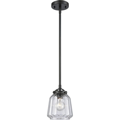 Nouveau Chatham LED 6 inch Oil Rubbed Bronze Mini Pendant Ceiling Light in Clear, Nouveau