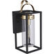 Neo 1 Light 14 inch Midnight / Satin Brass Outdoor Wall Lantern