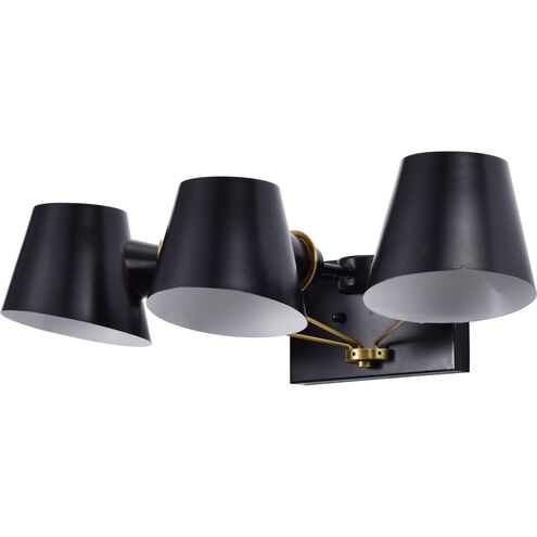 Baxter 3 Light 23.5 inch Black/Burnished Brass Bathroom Vanity Lights Wall Light