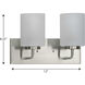 Merry 2 Light 12 inch Brushed Nickel Bath Vanity Wall Light