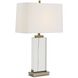 Genevieve 28.75 inch 150 watt Antque Brass and Crystal Table Lamp Portable Light